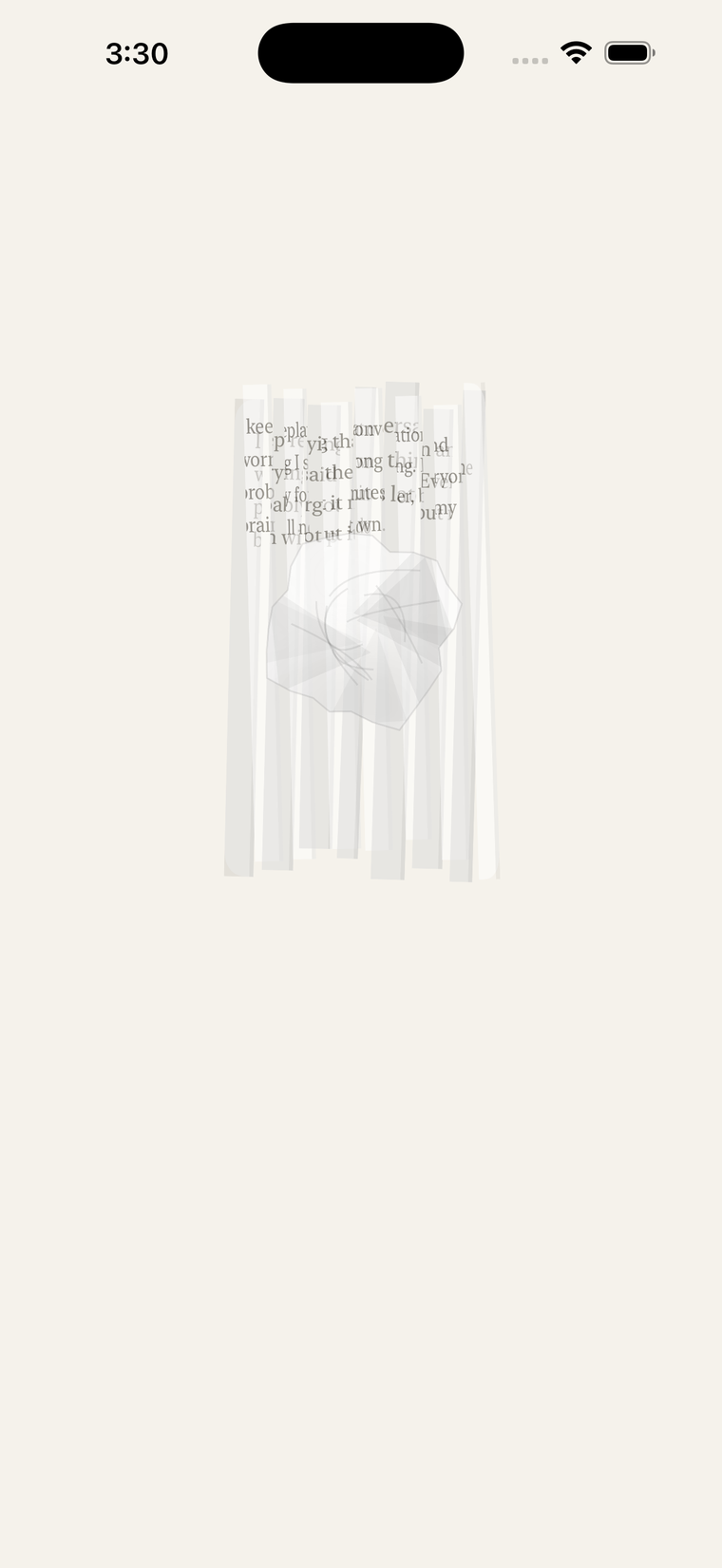 The page folding into accordion pleats around a crumpled ball
