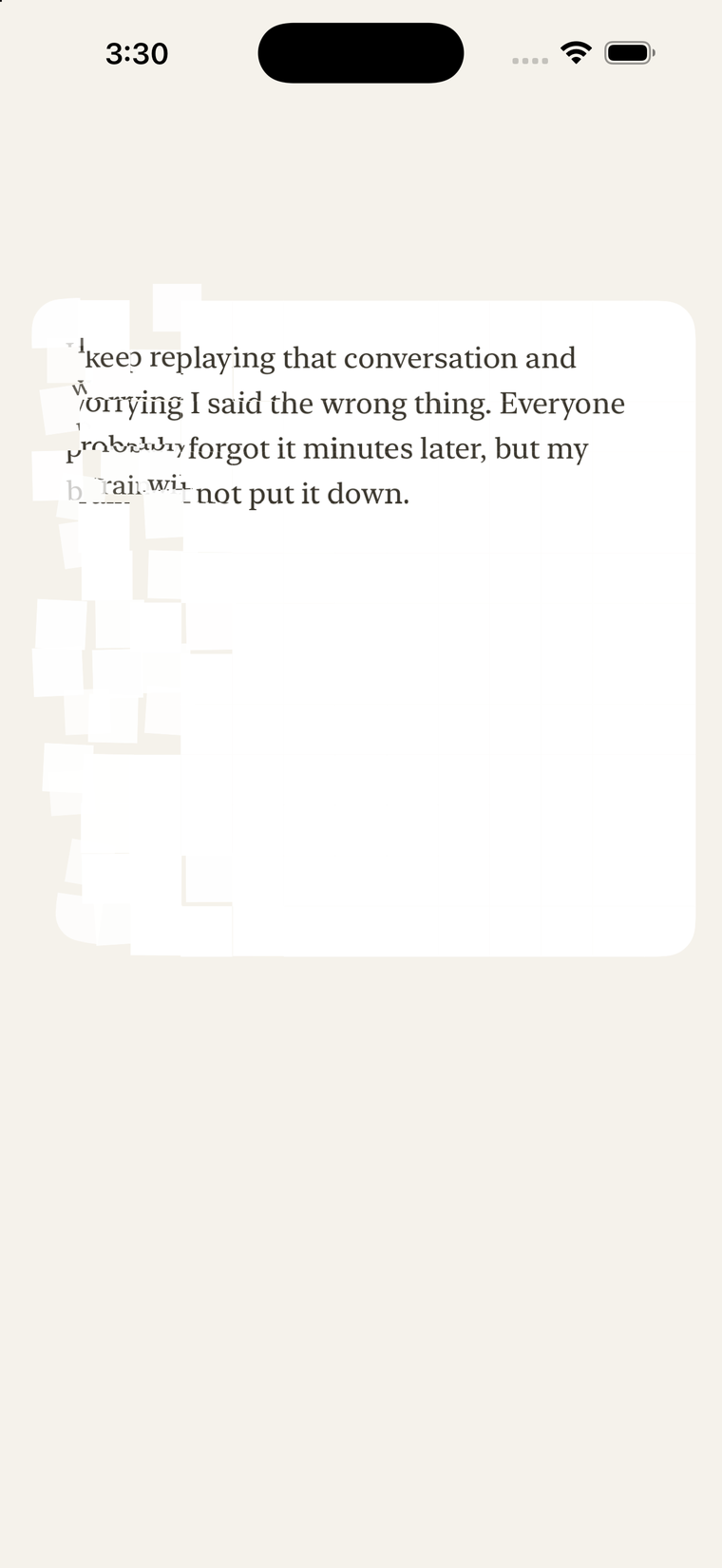 The page half dispersed into drifting dust