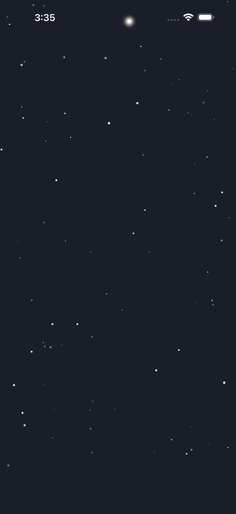 A night sky full of stars, one glowing brighter at the top